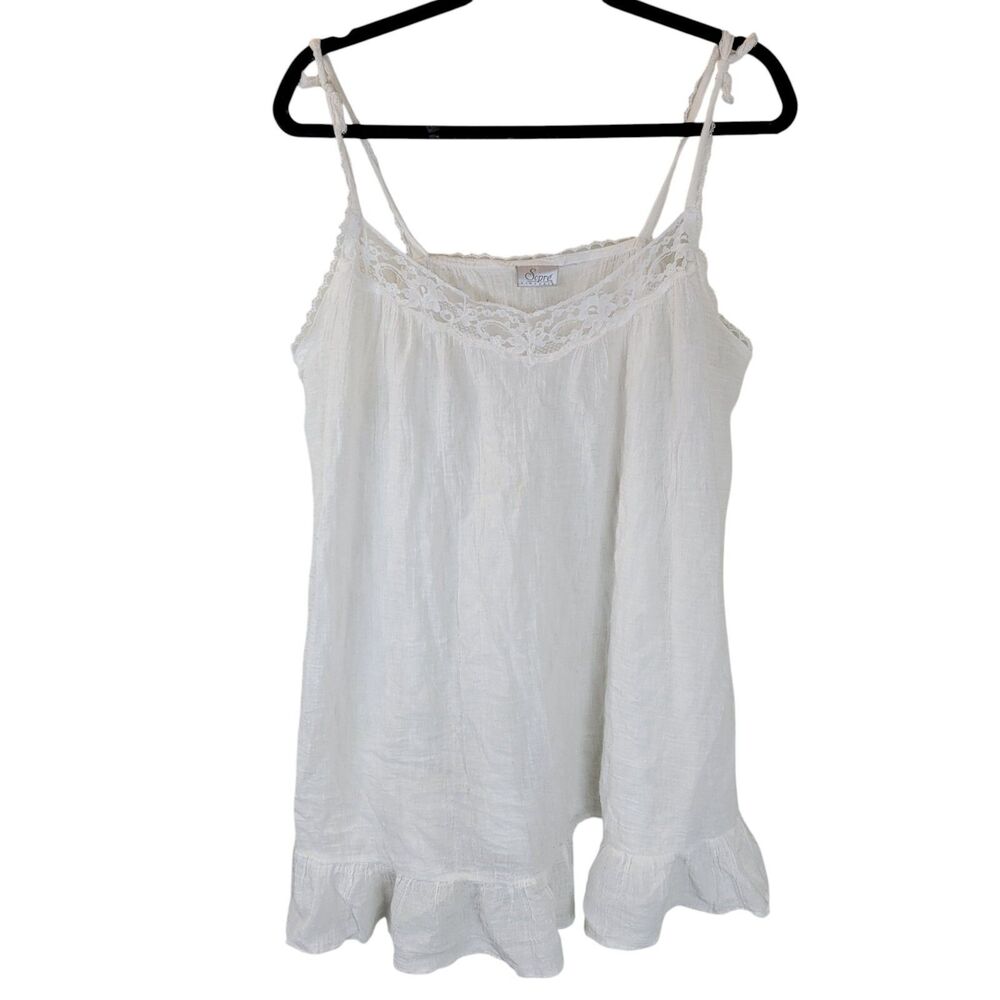 Sopre Lingerie Womens Sz L? White Solid Sleeveless Satin Lingerie Nightie Dress